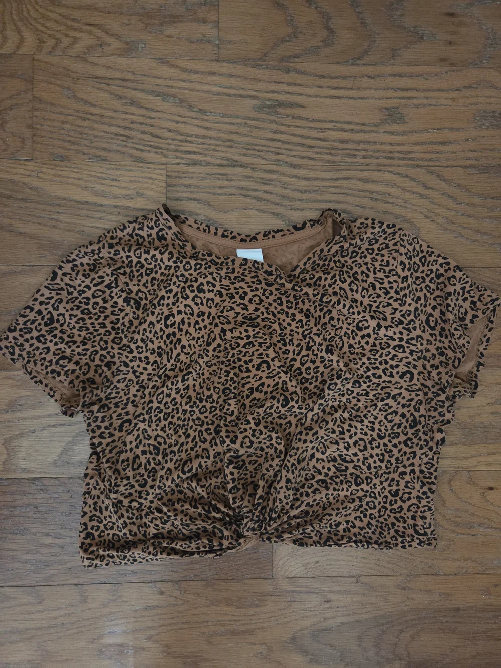 H&M Brown Leopard Print Twist-Front Crop Top